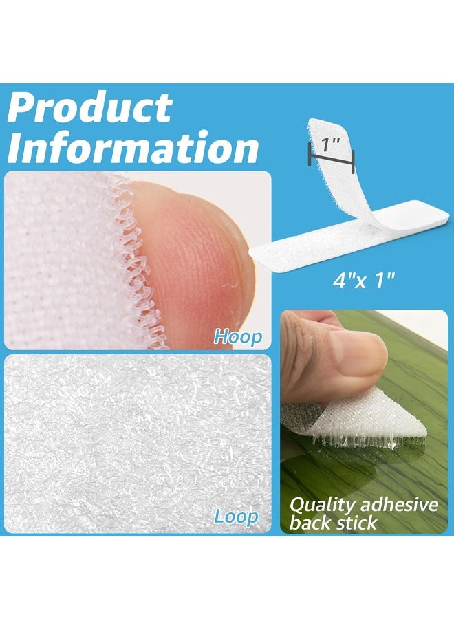 20 قطعة من شرائط الفيلكرو اللاصقة مقاس 1 × 4 بوصة، شريط 20 Pieces Hook and Loop Strips with Adhesive 1x4 inch Strips with Adhesive Strong Sticky Back Adhesive Fasten Mounting Tape Instead of Holes and Screws for Home or Office Use(White) لاصق قوي من الخلف، شريط تثبيت لاصق بدلاً من الثقوب والبراغي للاستخدام المنزلي أو المكتبي (أبيض) - Image 2